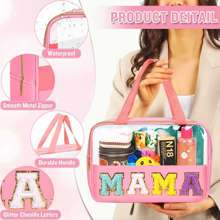 4 Pieces Chenille Letter Clear Zipper Pouches Monogram Cosmetic Bag Ma –  TweezerCo
