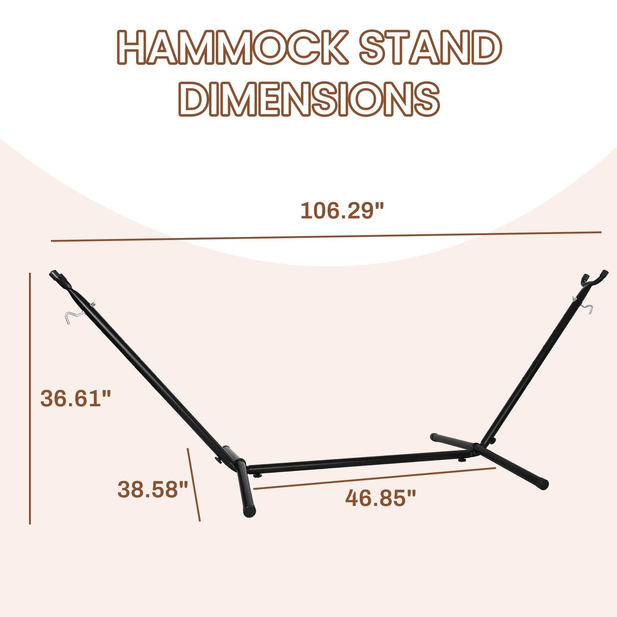 INTRTLOCKINGING TILES Adjustable Hammock Stand, 9 FT Heavy-Duty Steel Frame, 450 LB Capacity, Non-Slip Feet for Indoor and Outdoor Use
