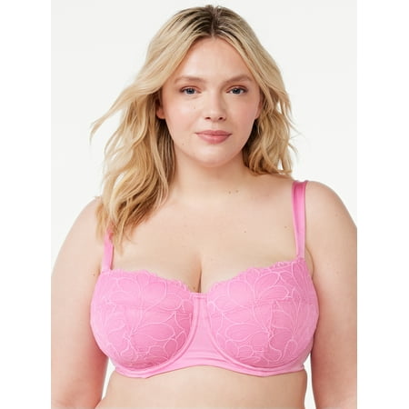 

Joyspun Women s & Women s Plus Size Underwire Balconette Bra Sizes 38DD to 46DDD