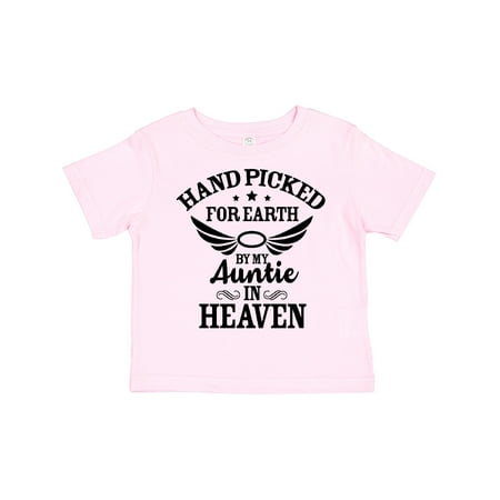 

Inktastic Handpicked for Earth By My Auntie in Heaven with Angel Wings Boys or Girls Toddler T-Shirt