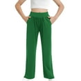 thumbnail image 3 of SYMOID Girls' Solid Color High - Waisted Wide - Leg Pants for 2 - 13 Years Old,Green,Size 7 T, 3 of 9