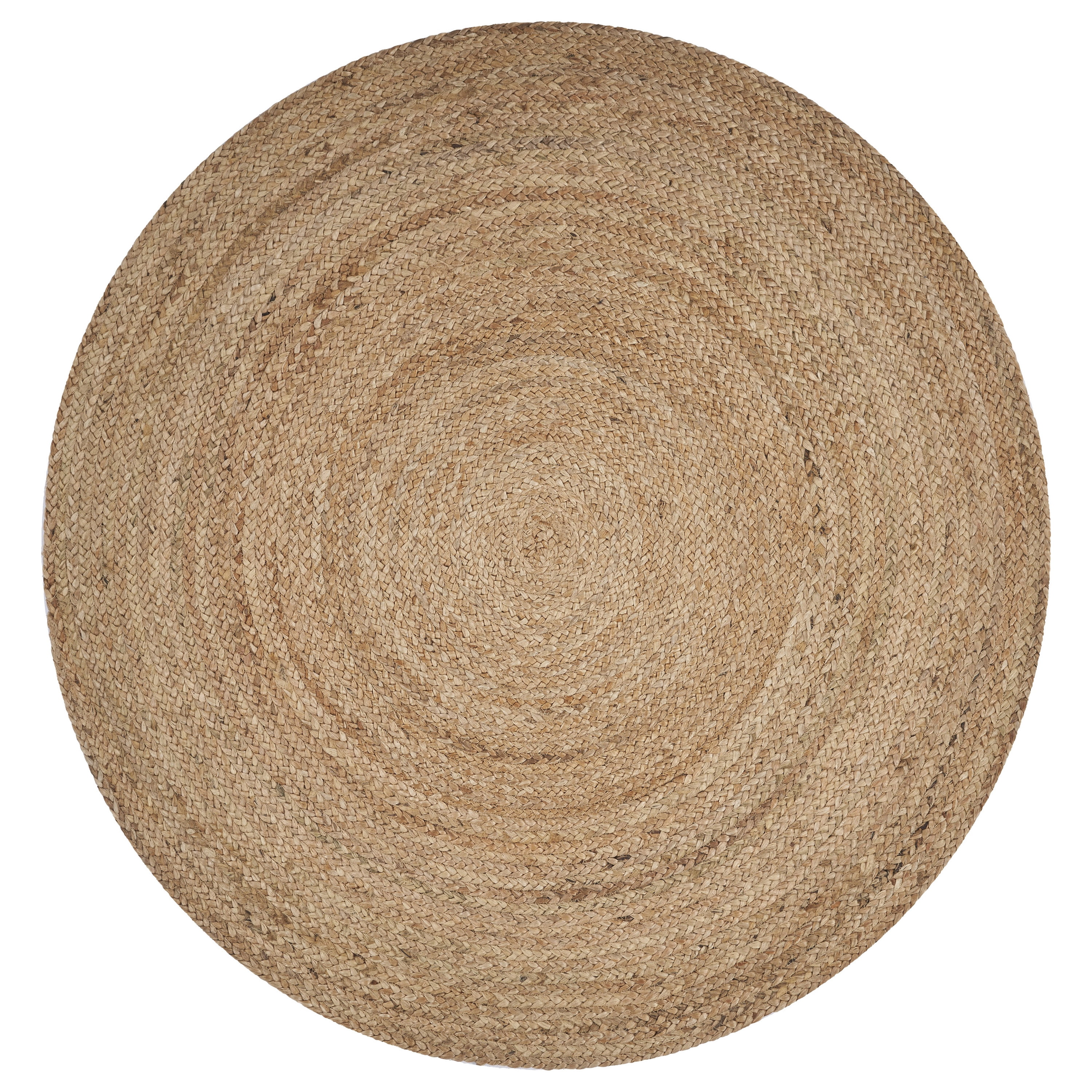 Harlow Hill Cora 8' Round Beige/Tan Solid Hand Braided Reversible Jute Indoor Area Rug