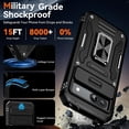 thumbnail image 2 of Tianle for Google Pixel 8A Case with Slide Camera Cover+Screen Protector(1 Pack), 360° Rotated Ring Kickstand Military Grade Shockproof Heavy Duty Protective Cover, Black, 2 of 7