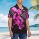 thumbnail image 3 of Balery Pink Blossoms Butterfly Camisas hawaianas de manga corta para hombre, camisas playeras de corte holgado, camisas de vacaciones con botones,XX-Large, 3 of 7