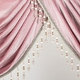thumbnail image 6 of VOGOL Wide Pink Velvet Valance - 138"W Waterfall Swag with Vintage Beaded Tassels, Soft & Thick for Bedroom & Living Room, 6 of 7