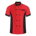 thumbnail image 4 of Hansber Unisex Lightweight Chef Coat Professional Cook Chef Jacket Kitchen Work Uniform for Men and Women Red&Black S, 4 of 7