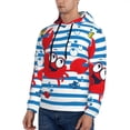 thumbnail image 3 of Fotbe Men's Hoodie with Red Funny Crab on Blue Stripe Pattern - Kangaroo Pocket Pullover Hooded Sweatshirt, Perfect for Daily Wear, Travel, and Home-4X-Large, 3 of 7