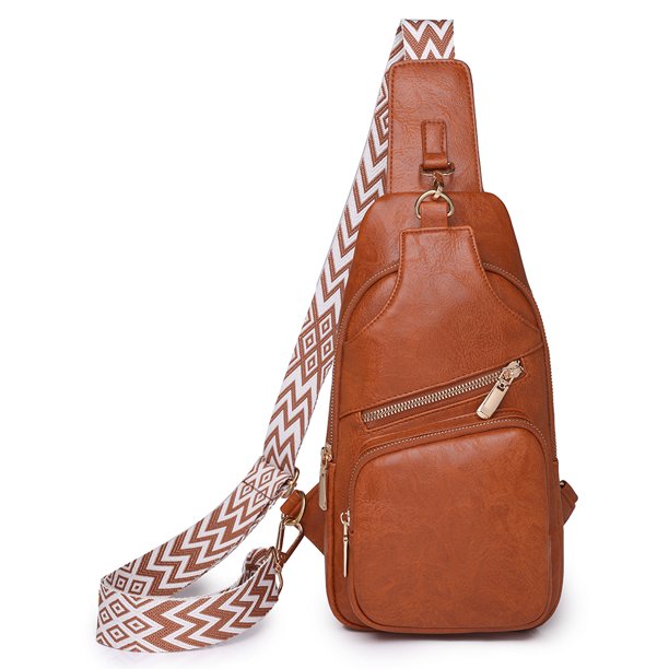Bolso para mujer que combina con todos los conjuntos Bolso de pecho de PU a la moda con múltiples bolsillos