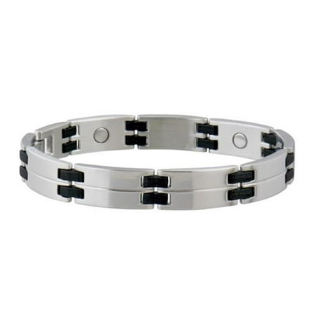 Men's Black/Steel Magnetic Link Bracelet-L/XL