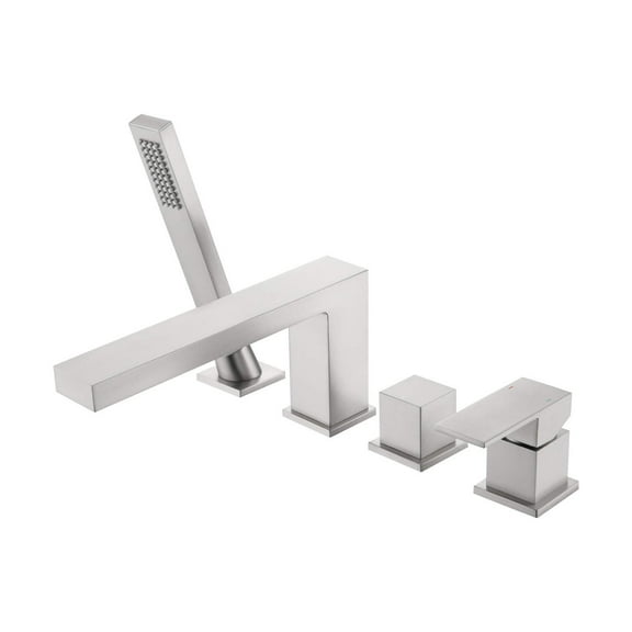 Kibi Cube Deck Mounted Bathtub Faucet with Hand Shower