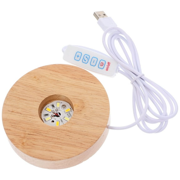 Hemoton Lighted Display Stand Lamp Display Base Wood Ball Lamp Base Wooden Centerpiece Base Light Up Holder Light Base Wooden Led Display Base Small Lamp Base