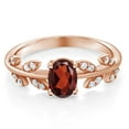 thumbnail image 3 of Gem Stone King 1.08 Ct Oval Red Garnet 18K Rose Gold Plated Silver Greek Olive Vine Branch Engagement Ring, 3 of 7
