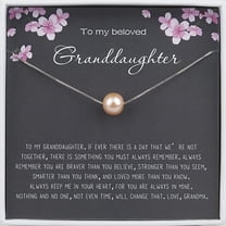 Anavia Granddaughter Gift from Grandma, Granddaughter Necklace, Granddaughter Birthday Card Gift, Granddaughter Wedding Gift -[Pink Pearl   Silver Chain]