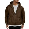 thumbnail image 2 of guisaled Mens Zip Up Hoodie Fleece Oversized Heavyweight Fall Winter Warm Hooded Sweatshirts Long Sleeve Solid Casual Hoodies, 2 of 7