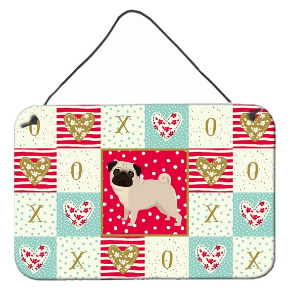Carolines Treasures CK5947DS812 Pug Love Wall or Door Hanging Prints 8x12 multicolor
