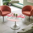 thumbnail image 4 of Pink Flamingos Lake Elastic Fitted Round Table Cover Vintage Bird Waterproof Outdoor Tablecloth for Holiday Party, Picnic, Patio & Dining Fits Tables Up to 45"-54", 4 of 8