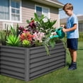 thumbnail image 2 of BeesClover 2-Pack Metal Raised Garden Beds, Rectangular Outdoor Planter Boxes for Vegetables, Flowers, and Plants, 2 of 9