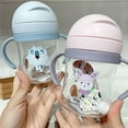 thumbnail image 6 of Cartoon 250ML Toddler and Kids Handle Feeding Cup Sippy Cups with Straw Gravity Ball Child Learning Cup BLUE TYPE 2, 6 of 8