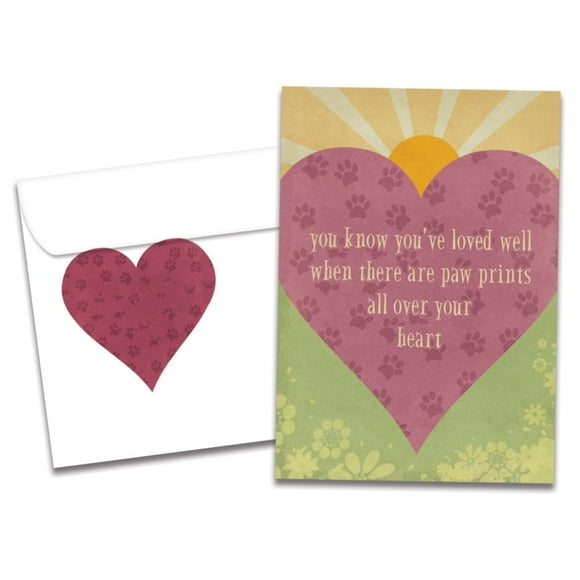 Tree-Free Greetings Pet Sympathy Greeting Card, 5x7, Loved Well Pawprints (GO60970)