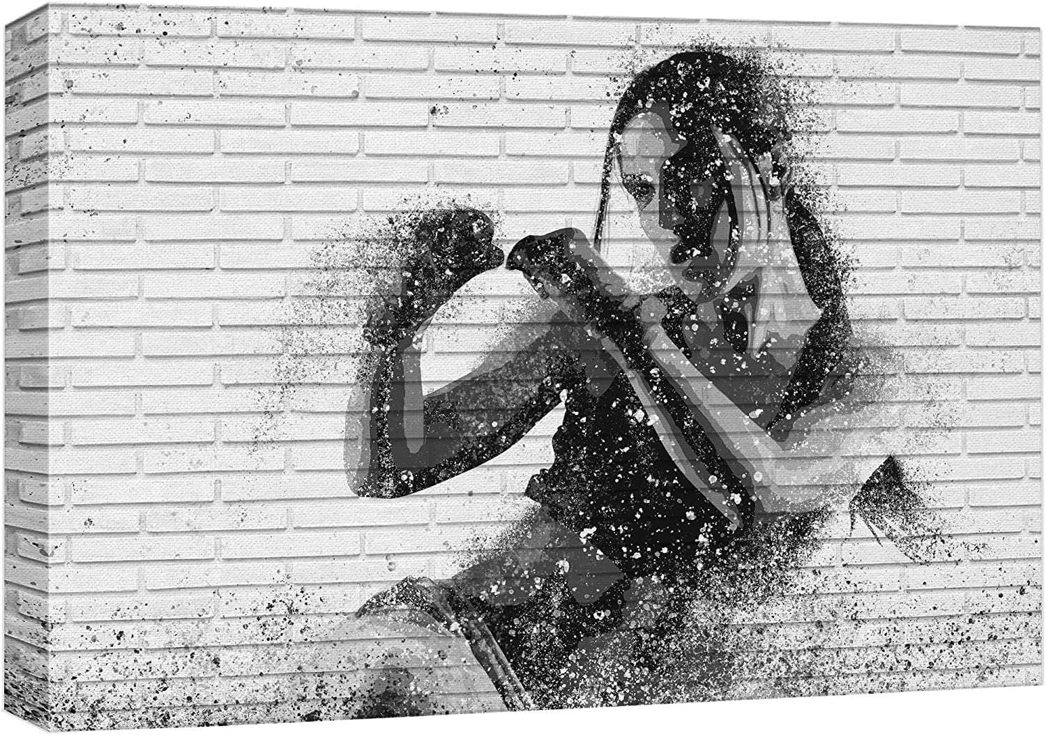 Canvas Print Wall Art Brick Wall Street Art Graffiti Effect MMA Boxing  Woman Portrait Sports Fitness Digital Art Realism Decorative Scenic  Multicolor for Living Room, Bedroom, Office 16