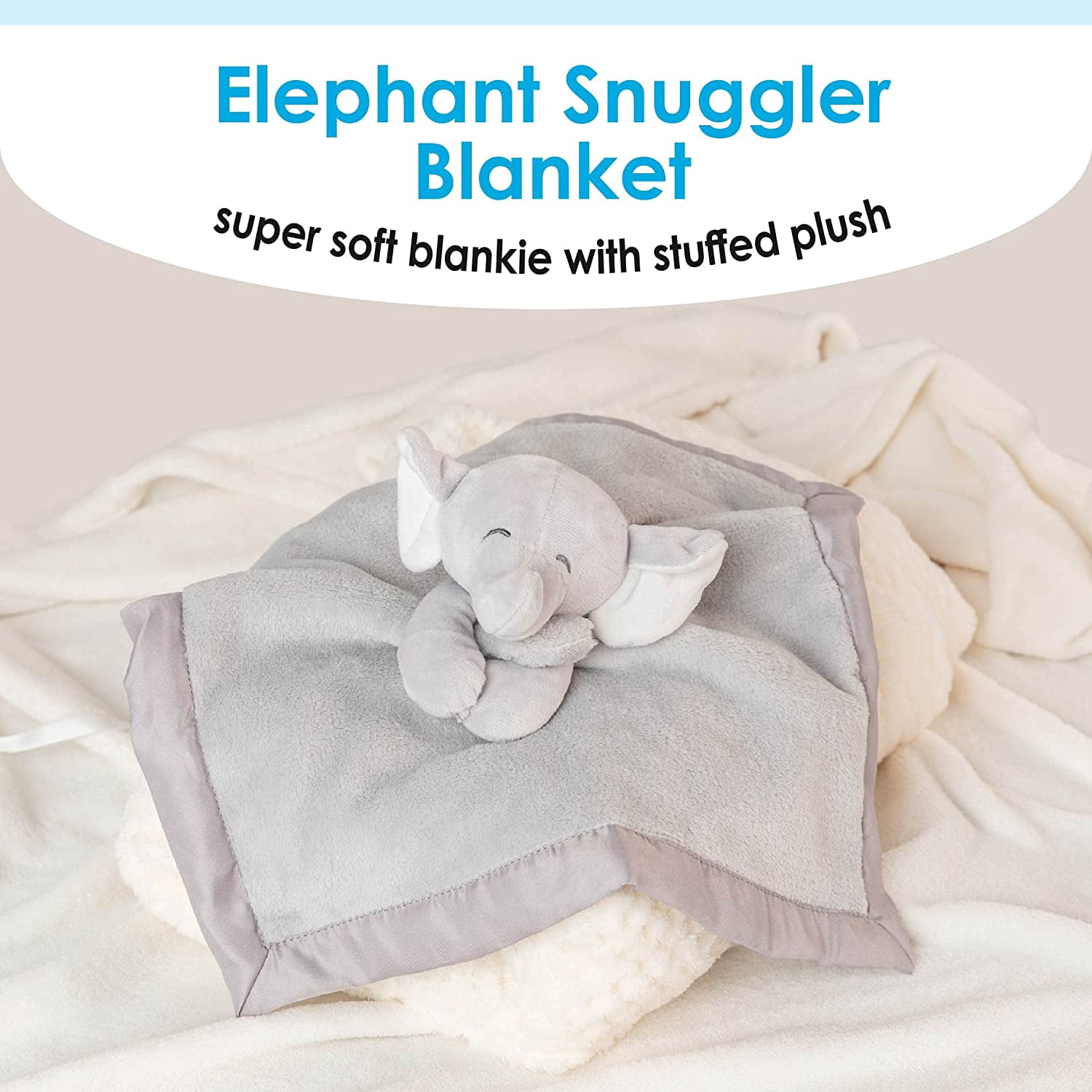 Elephant New Baby Gift Set: Elephant Plush Stuffed Animal Lovey Security, Swaddling Blanket (I Love You ... Underneath The Moon), and Skinnamarink Board Book