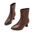 thumbnail image 6 of Woman Boots Mid Calf Kitten Heel Thick Velvet Pointy Toe Booties with Side Zipper Casual Warm Short Boots Comfortable Winter Shoe for Women's Trendy Brown 6, 6 of 10