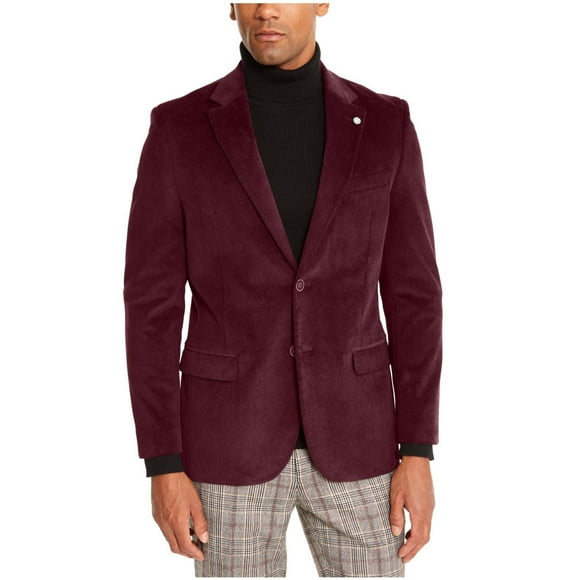 Nautica Veste Blazer Moderne en Velours Côtelé Extensible à Deux Boutons pour Hommes, Rouge, 40 Régulier
