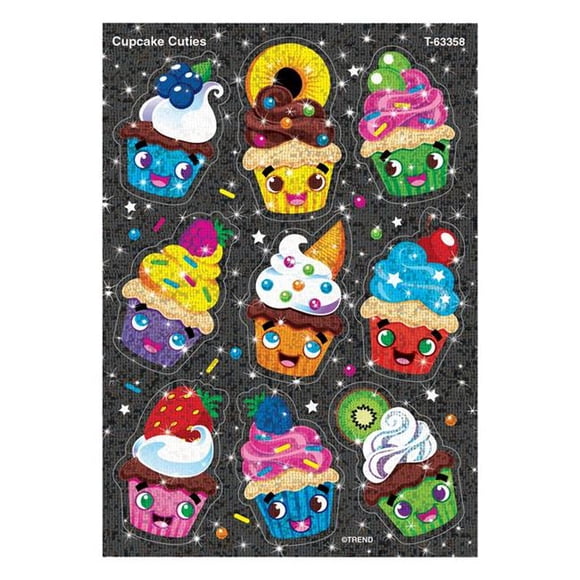 Trend Enterprises T-63358 Autocollants Scintillants Cupcake Cuties, Grand