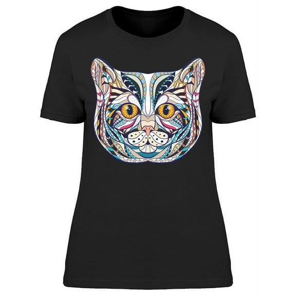 Ethnic Head Of Cat  T-Shirt Women -Image by Shutterstock, Female Large