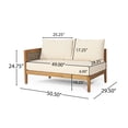 thumbnail image 6 of Rattler Outdoor Acacia Wood and Round Wicker 5 Seater Sectional Sofa Chat Set with Fire Pit, Teak, Mixed Brown, Beige, and Dark Gray, 6 of 13