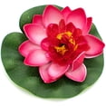 thumbnail image 4 of Paquete de 7 flores de loto de espuma flotante artificiales, plantas de estanque de lirio de agua, decoración de jardín para el hogar, 4 "de diámetro, 4 of 5
