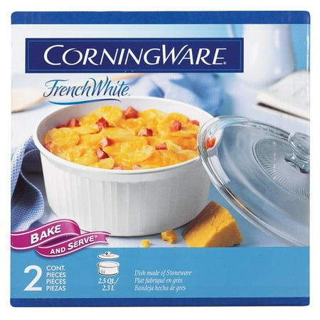 - Corningware Covered Glass Casserole Round 2-1/2 Qt. White