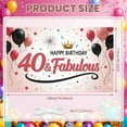 thumbnail image 2 of Pink & Black Theme 40th Birthday Banner Gold Crown Design Fabulous 40 Display Red Number 40 Firework Pattern Backdrop for 40th Birthday Party Adult Celebration Indoor Decoration, 2 of 9