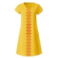 thumbnail image 4 of IDALL Summer Dresses,Petite Dresses Women Summer Style V-Neck Printed Cotton And Casual Plus Size Ladies Dress Linen Dress,Hawaiian Dresses,Modest Dresses Yellow Dress L, 4 of 5