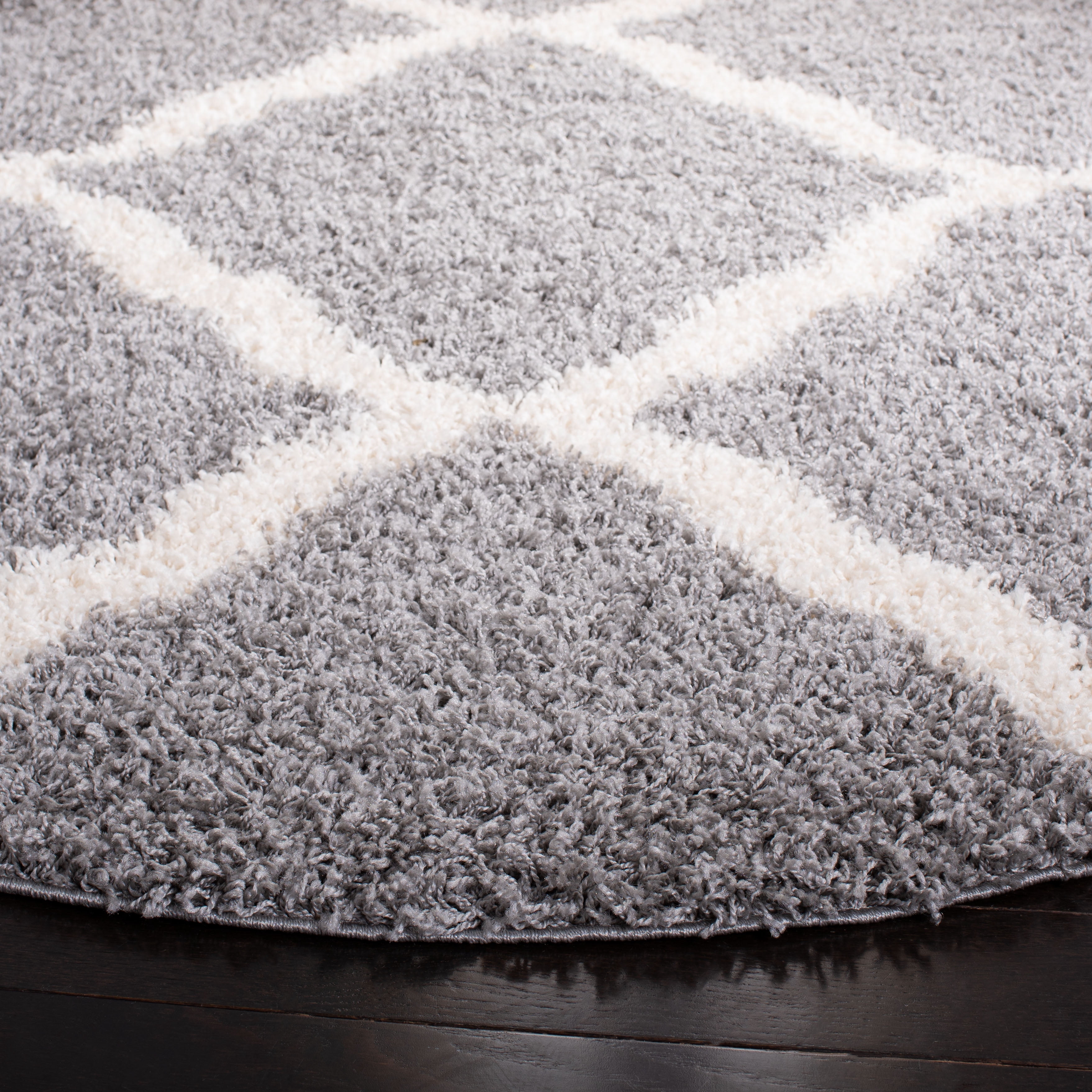 SAFAVIEH Dallas Logan Geometric Shag Area Rug, Grey/Ivory, 10' x 10' Round