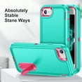 thumbnail image 4 of Feishell Case for iPhone 7/8/SE 2020/SE 2022 4.7 inch,Heavy Duty 3 Layer Military Protection with Hidden Kickstand Shock Resistant Armor Hybrid Bumper Rugged Rubber Phone Cover,Mint+Rose, 4 of 7