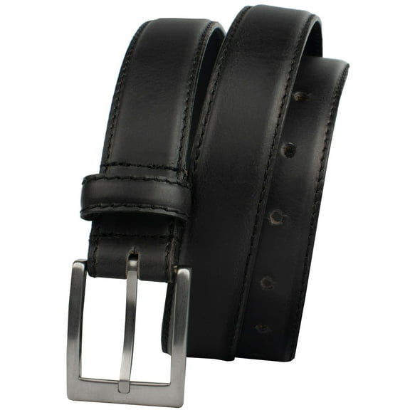 Nickel Smart Silver Square Titanium Leather Belt - Black