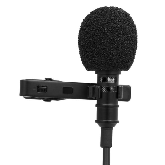 Graflsoa Compact 3.5mm Clip-on Microphone for Recording & Live Streaming, Includes 3.5mm Metal Adapter, 3.5mm to 2.5mm Extension Cable, PU Storage Pouch - Black