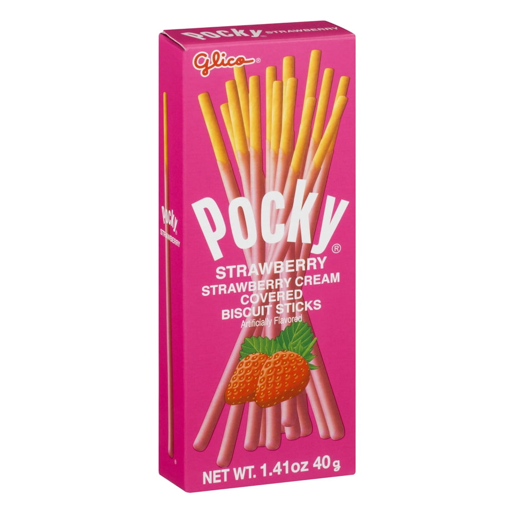 Pocky strawberry cream covered biscuit sticks, 1 ea