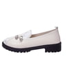 thumbnail image 2 of NexTorq Platform Loafers for Women,Chunky Loafers Women,Leather Comfortable Shoes,Lug Sole Metal Buckle Business Work Shoes, Beige, 36, 2 of 5