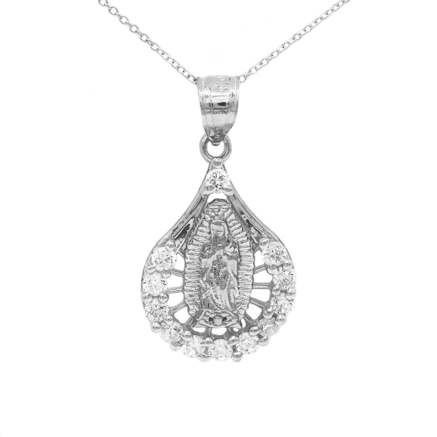 Midwest Jewellery Sterling Silver Cross Charm For Women with Cubic Zircons Height 28mm