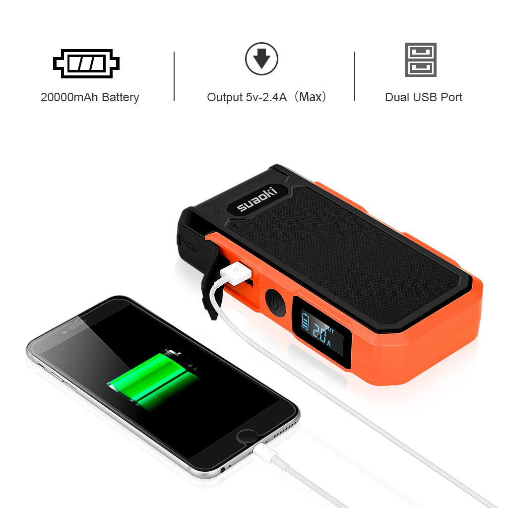 Accesorios para coche U10 Starter de 20000mAh Batería Recargable, LED Multifunción, Con pinzas inteligentes 800A Batería Arrancador de Coche raghuinstech.com