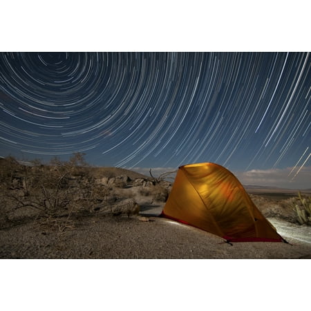 Star trails above a campsite in Anza Borrego Desert State Park California Poster (Best Family Campsites In California)