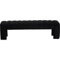 thumbnail image 3 of Pemberly Row Contemporary 17.5" Velvet & Solid Wood Bench in Andaz Black, 3 of 8