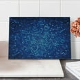 thumbnail image 2 of Abstract Cutting Board, Spiral Fractal Mosaic Backdrop with Dots Circle Rounds Disco Style Print, Decorative Tempered Glass Cutting and Serving Board, Small Size, Navy and Violet Blue, by Ambesonne, 2 of 5
