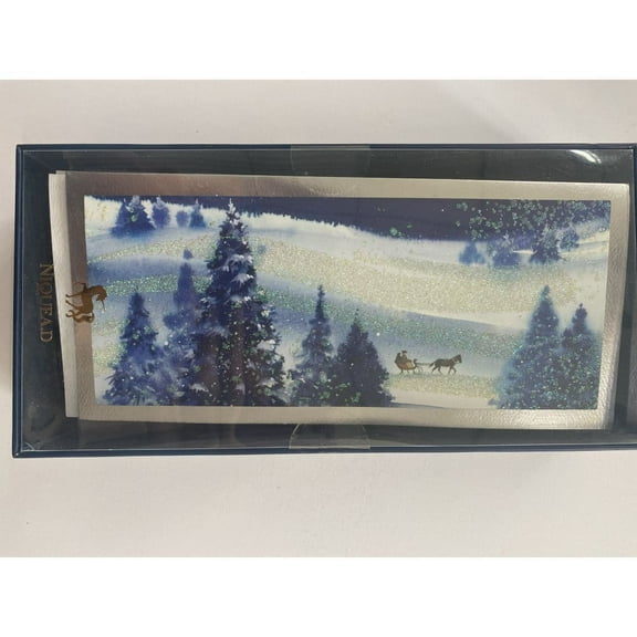 NIQUEA.D, Horse Drawn Sleigh Scene 8 Count Boxed Christmas Cards
