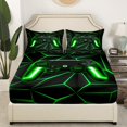 thumbnail image 5 of Gaming Fitted Sheet Game Home Decor Gamer Controller Bed Sheets Teens Geometry Gamepad Sheets for All Season, Lightweight Durable (Green,Twin), 5 of 5