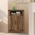thumbnail image 2 of Sunvasagoo Farmhouse Corner Cabinet with Barn Doors, Adjustable Shelves, MDF, Brown/White, 2 of 8