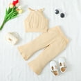 thumbnail image 2 of NZRVAWS Little Baby Girl Outfit Set Halter Off-Shoulder Solid Color Top and Ribbing Pants Set Baby Girl Clothes 5-6 Years, 2 of 8