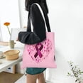 thumbnail image 6 of DouZhe Reusable Grocery Bags, Breast Cancer Awareness Heart Lightweight Polyester Canvas Cloth Tote Bag for Travle Gym Shopping School, 15" x 16", 6 of 7